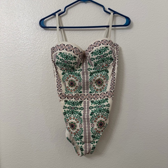 Tory Burch Other - Tory Burch Green and Cream Floral Swimsuit